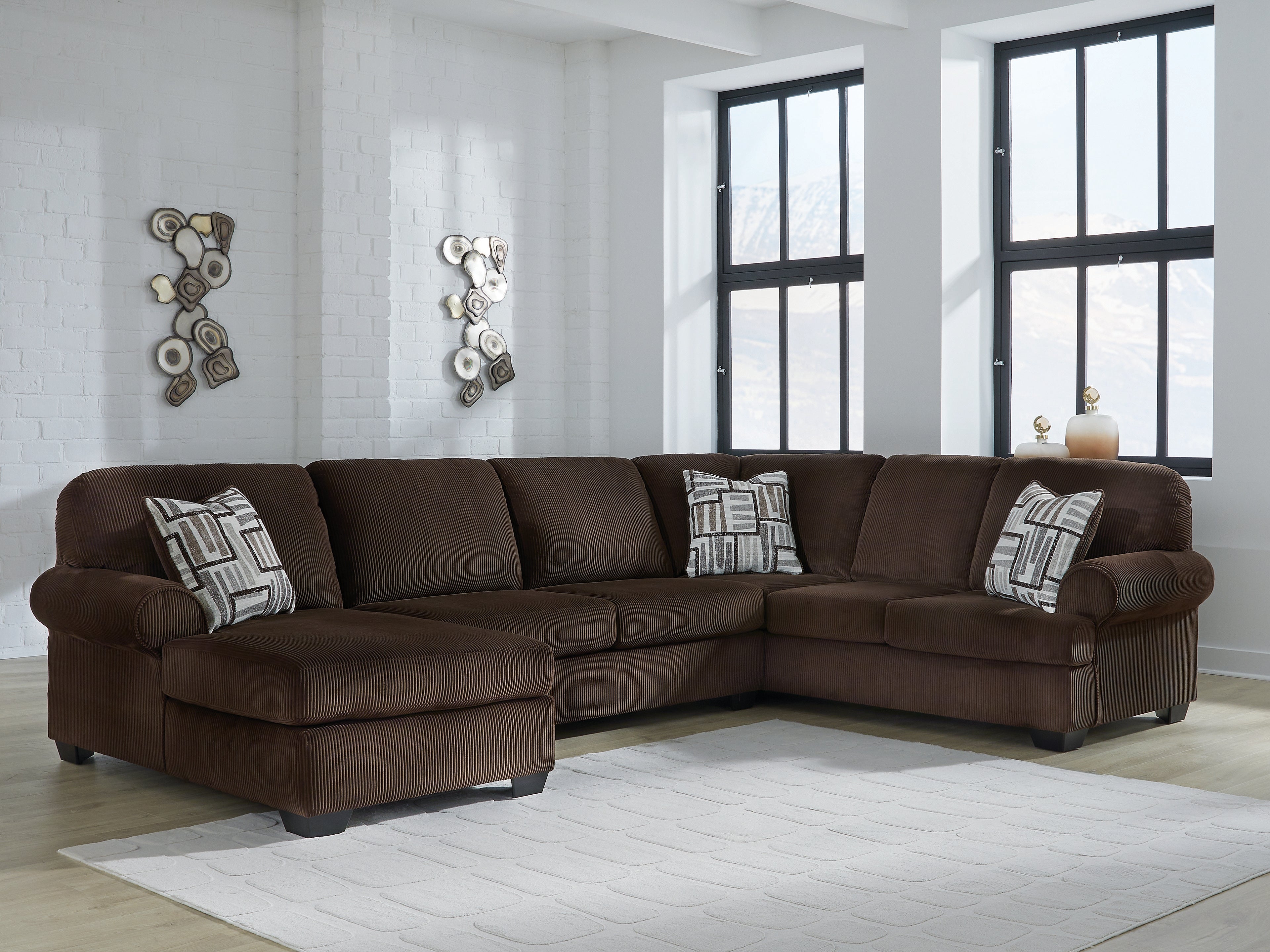 J&M Furniture - Ashley Furniture - Kimlee 3-Piece Sectional with Chaise - LAF 3-Piece Sectional with Chaise / Chocolate - PC35603S2