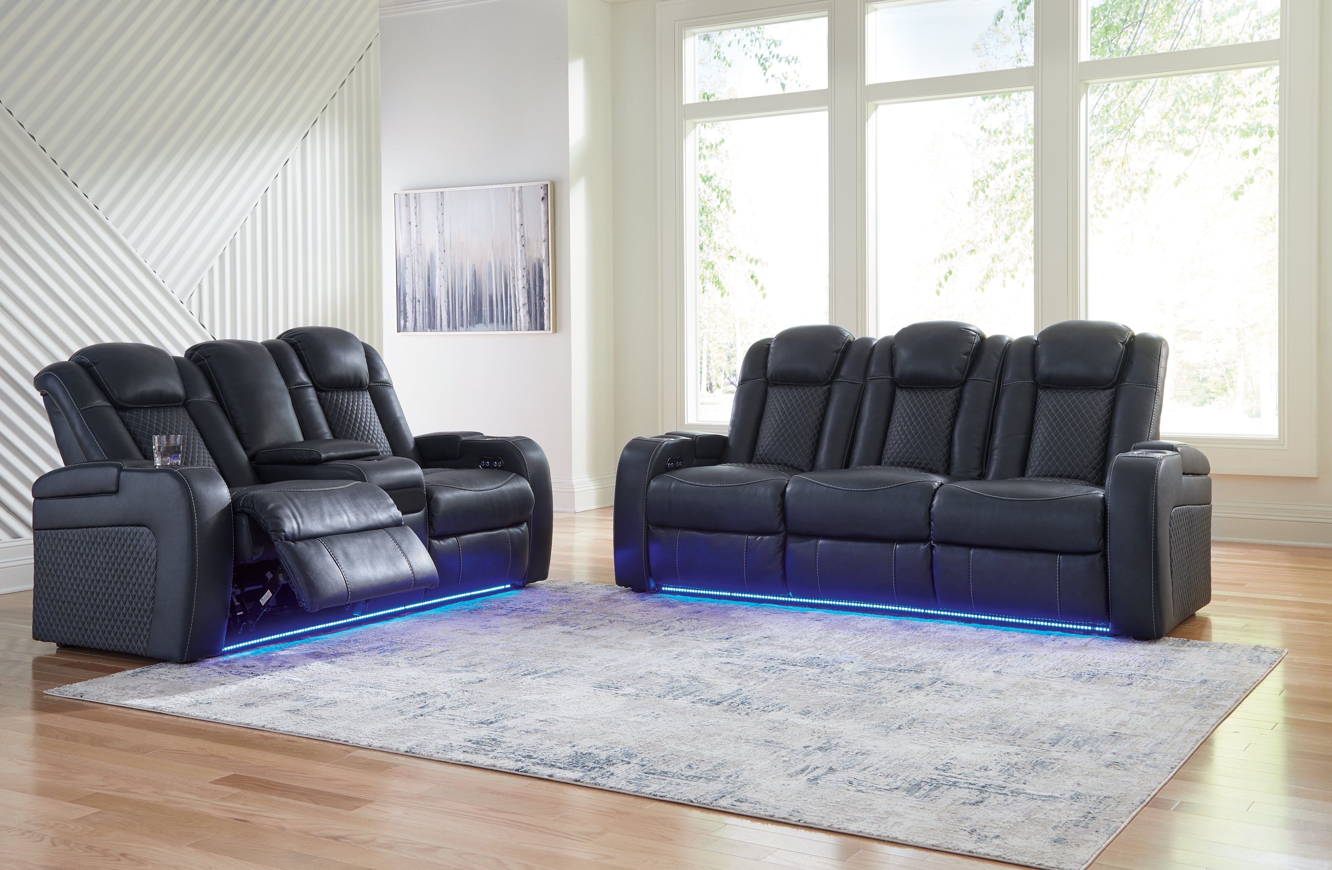 J&M Furniture - Ashley Furniture - Fyne-Dyme Power Reclining Sofa and Loveseat - Power Reclining Sofa and Loveseat / Sapphire - 36603U1