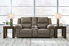 J&M Furniture - Ashley Furniture - Laresview Reclining Loveseat with Console - DBL Rec Loveseat w/Console / Fossil - 3720394