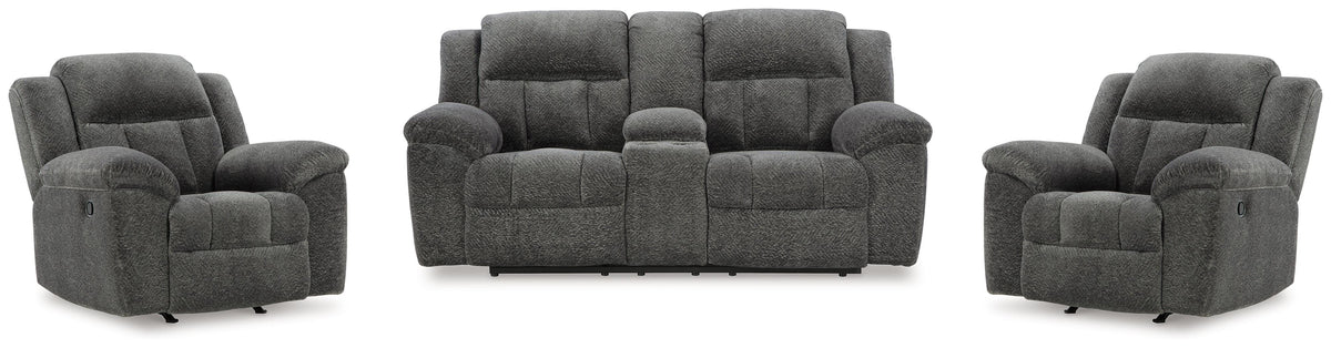 J&M Furniture - Ashley Furniture - Frohn Reclining Loveseat with Console and 2 Recliners - Reclining Loveseat with Console and 2 Recliners - 37406U5