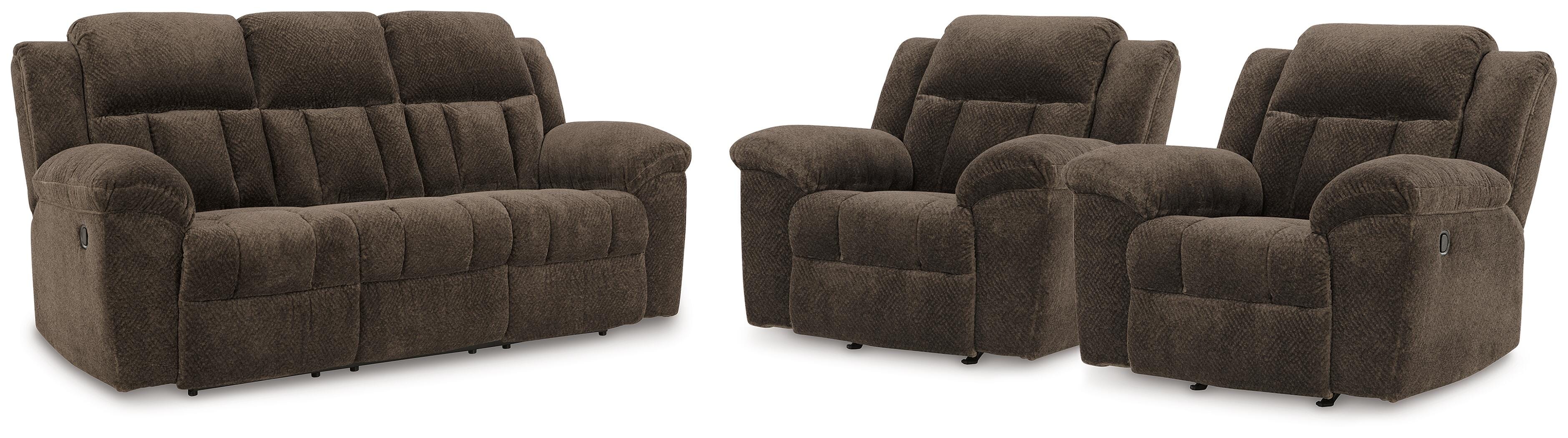 J&M Furniture - Ashley Furniture - Frohn Reclining Sofa and 2 Recliners - Reclining Sofa and 2 Recliners - 37407U6