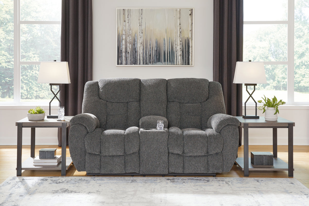 J&M Furniture - Ashley Furniture - Foreside Reclining Loveseat with Console - DBL Rec Loveseat w/Console / Charcoal - 3810494