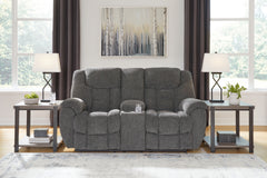 J&M Furniture - Ashley Furniture - Foreside Reclining Loveseat with Console - DBL Rec Loveseat w/Console / Charcoal - 3810494