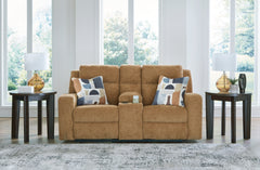 J&M Furniture - Ashley Furniture - Kanlow Reclining Loveseat with Console - DBL Rec Loveseat w/Console / Honey - 3860594