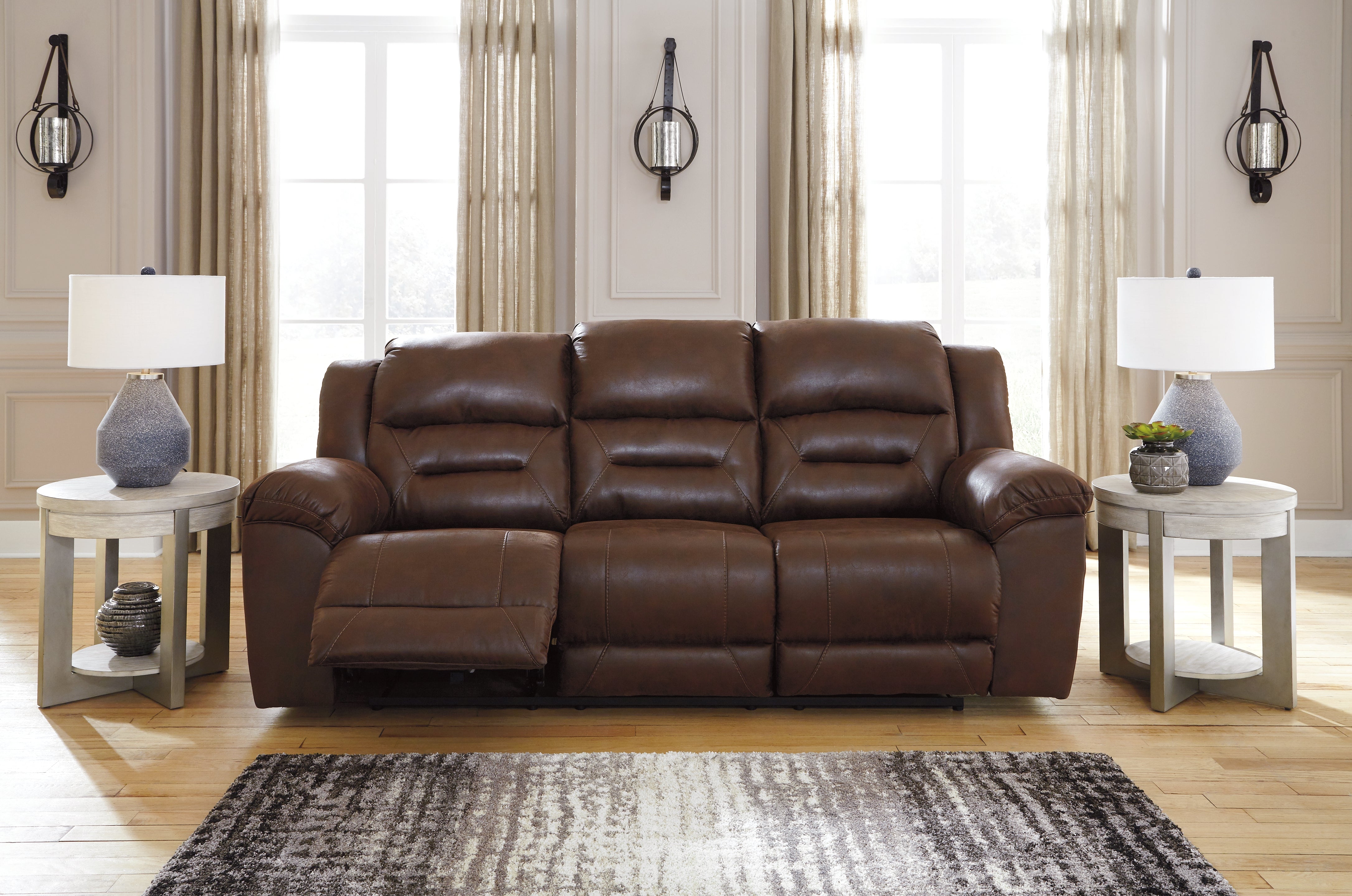 J&M Furniture - Ashley Furniture - Stoneland Reclining Sofa - Reclining Sofa / Fossil - 3990588