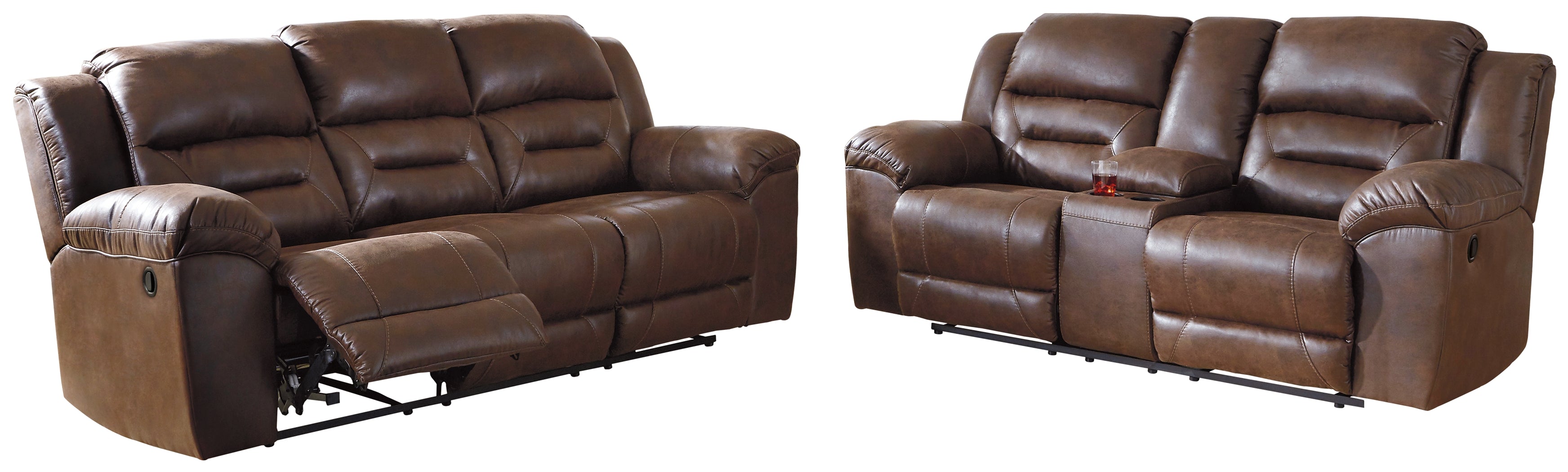 J&M Furniture - Ashley Furniture - Stoneland Reclining Sofa and Loveseat - Reclining Sofa and Loveseat / Chocolate - 39904U1