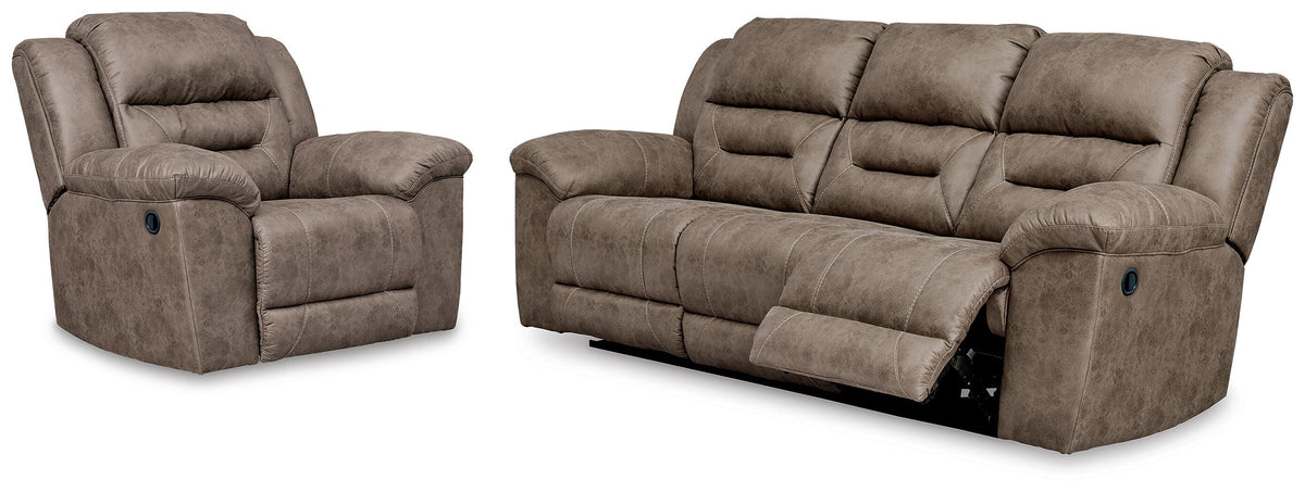 J&M Furniture - Ashley Furniture - Stoneland Reclining Sofa and Recliner - Reclining Sofa and Recliner - 39905U9