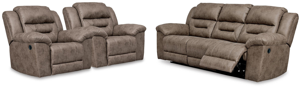 J&M Furniture - Ashley Furniture - Stoneland Reclining Sofa and 2 Recliners - Reclining Sofa and 2 Recliners - 39905U8