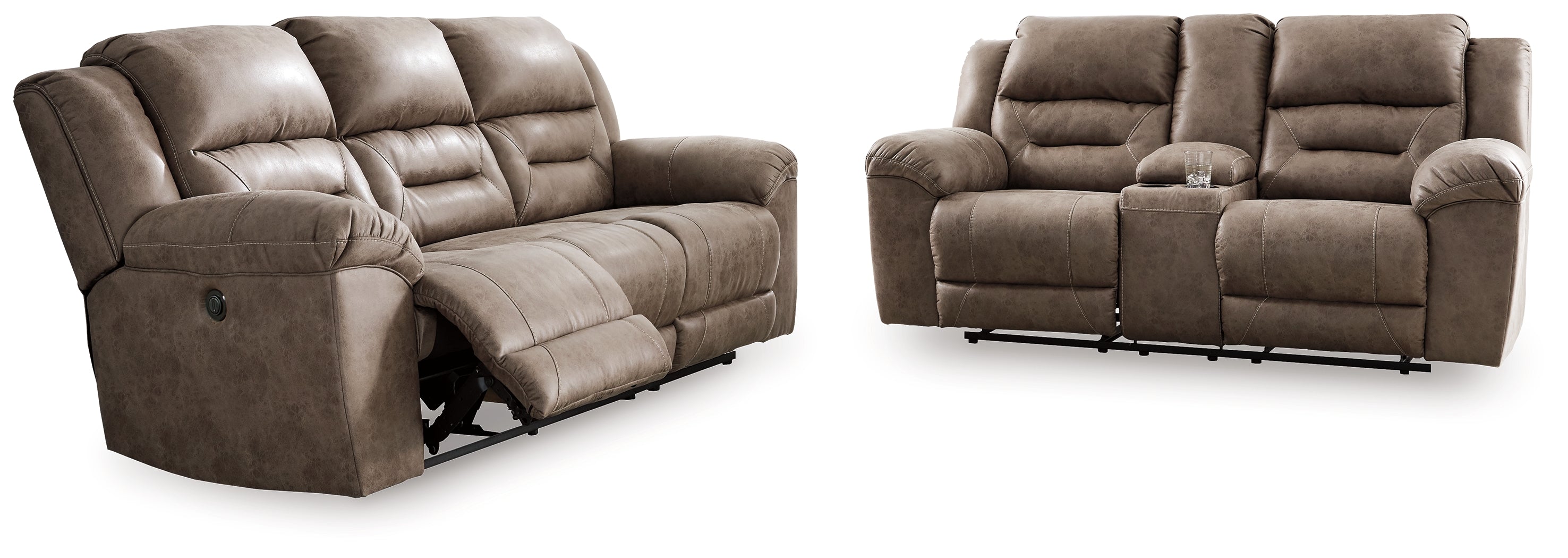 J&M Furniture - Ashley Furniture - Stoneland Power Reclining Sofa and Loveseat - Power Reclining Sofa and Loveseat / Fossil - 39905U3