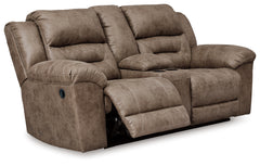 J&M Furniture - Ashley Furniture - Stoneland Reclining Loveseat with Console - DBL Rec Loveseat w/Console / Fossil - 3990594