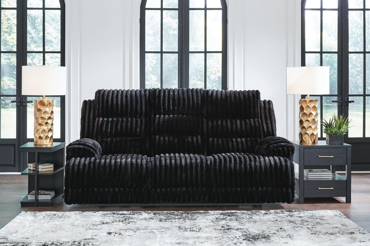 J&M Furniture - Ashley Furniture - Rhines Falls Power Reclining Sofa with Drop Down Table - REC PWR Sofa w/Drop Down Table - PC4280599