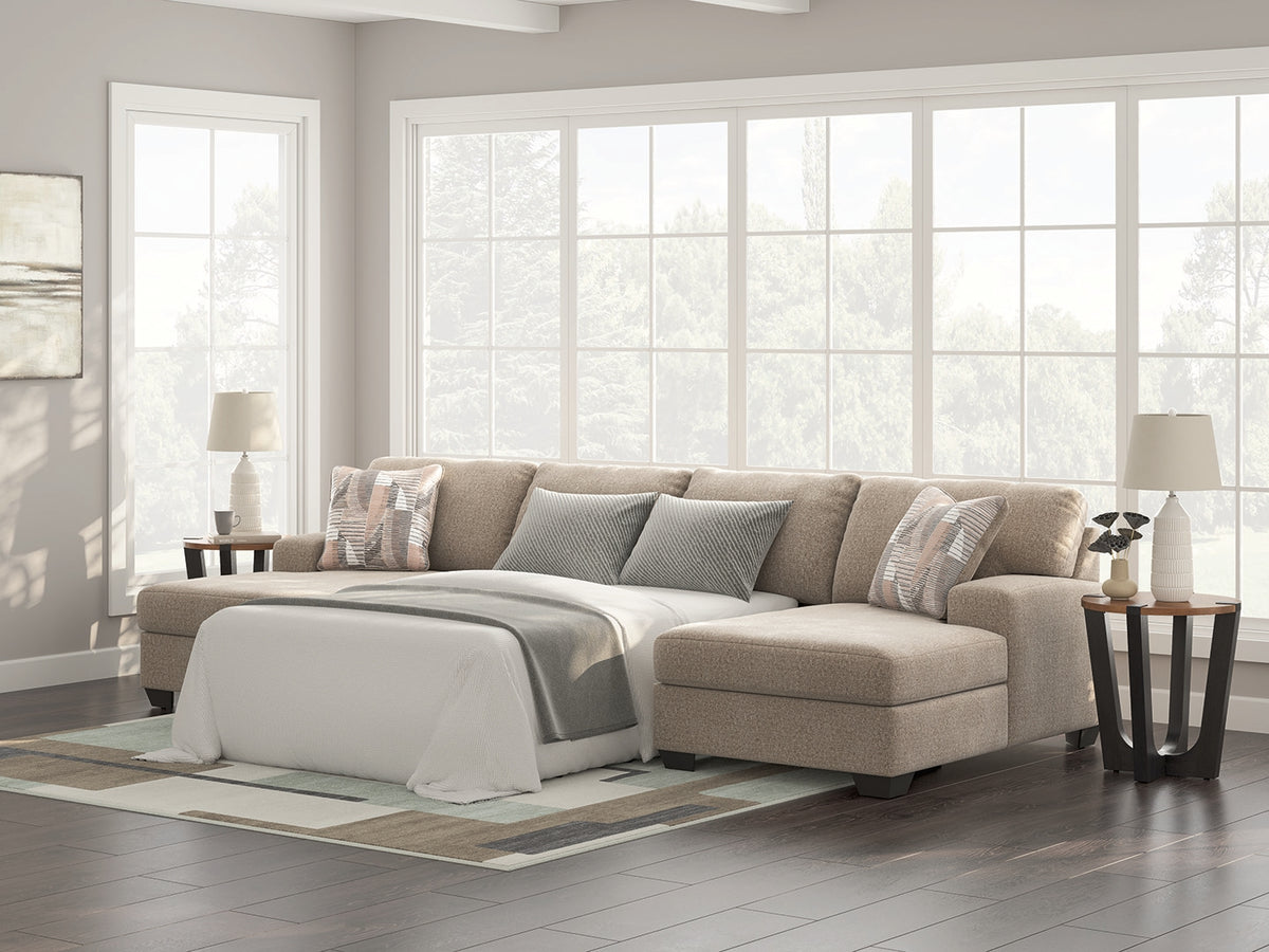 J&M Furniture - Ashley Furniture - Newellen 3-Piece Sectional with Double Chaise - RAF 3-Piece Sectional with Double Chaise / Greystone - 48405S3