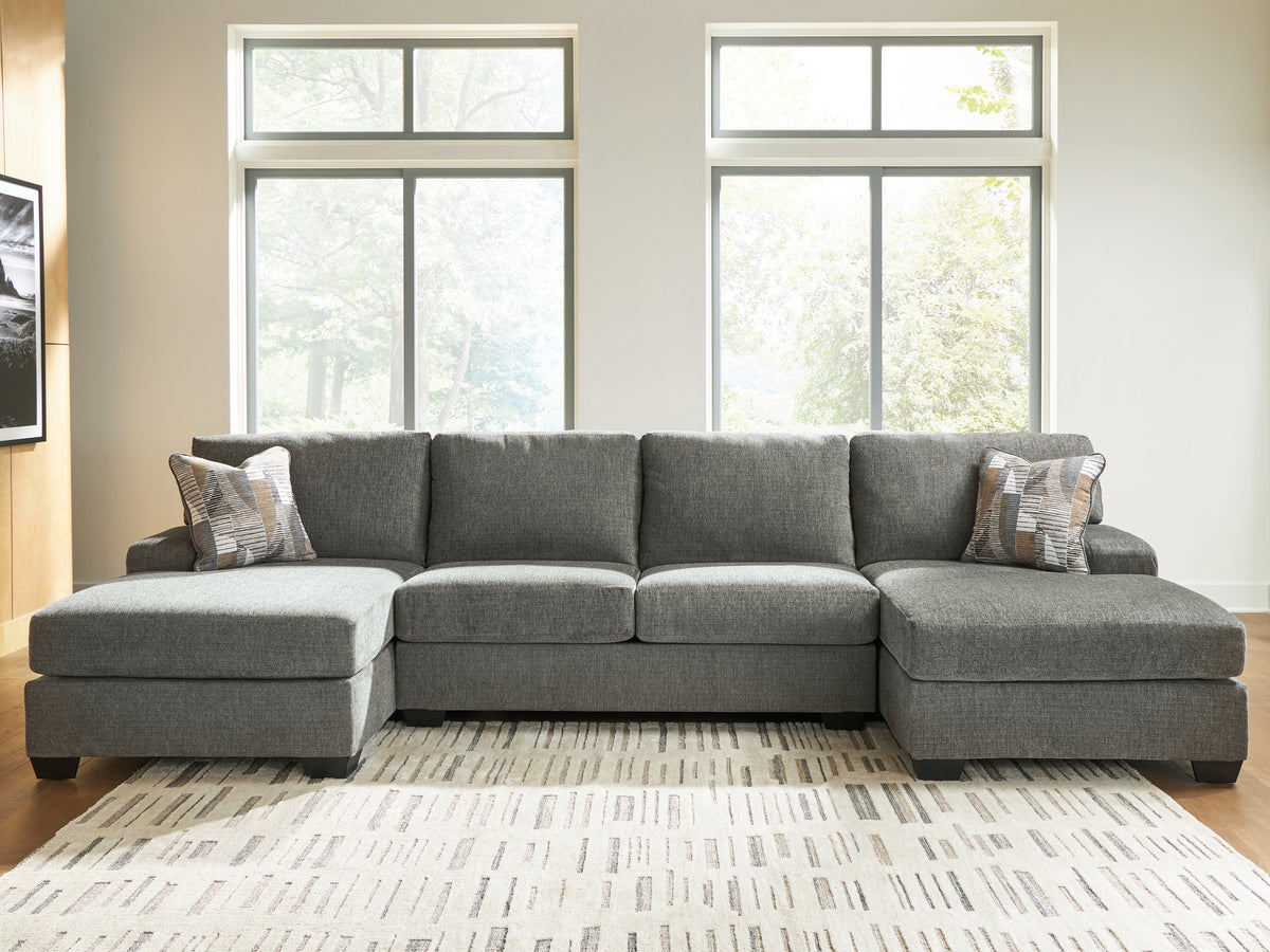 J&M Furniture - Ashley Furniture - Revenna 3-Piece Sectional with Double Chaise - RAF 3-Piece Sectional with Double Chaise / Greystone - PC48405S3