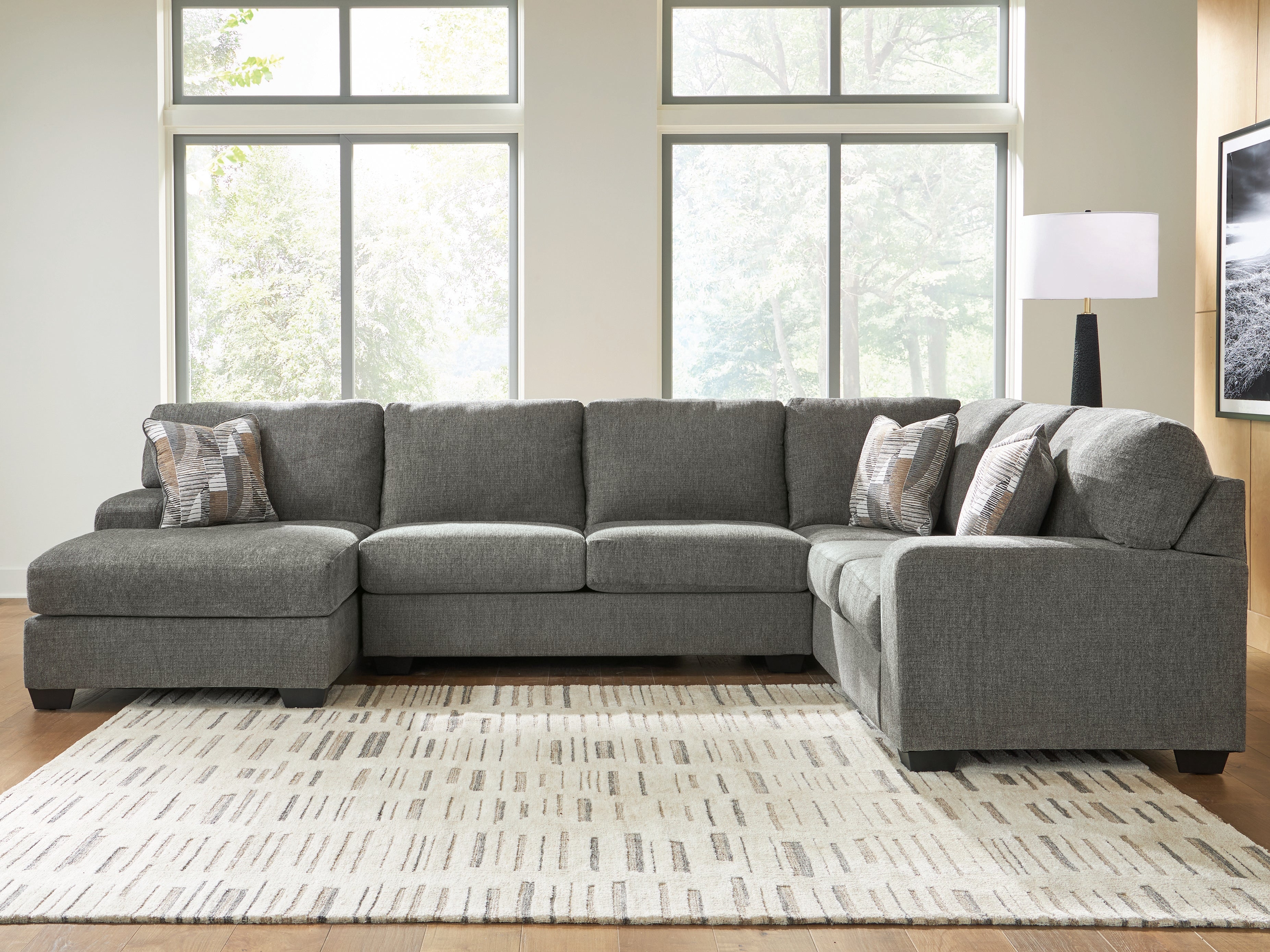 J&M Furniture - Ashley Furniture - Revenna 3-Piece Sleeper Sectional with Chaise - RAF 3-Piece Sleeper Sectional with Chaise / Greystone - PC48405S5