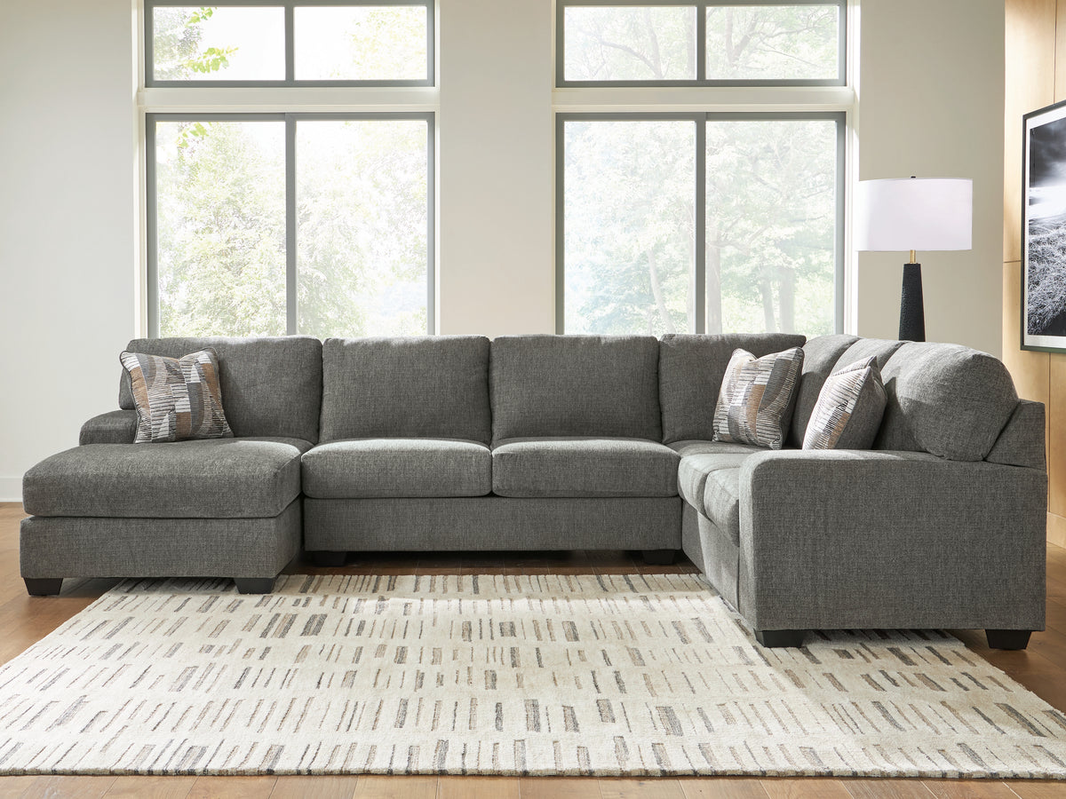 J&M Furniture - Ashley Furniture - Revenna 3-Piece Sleeper Sectional with Chaise - RAF 3-Piece Sleeper Sectional with Chaise / Greystone - PC48405S5
