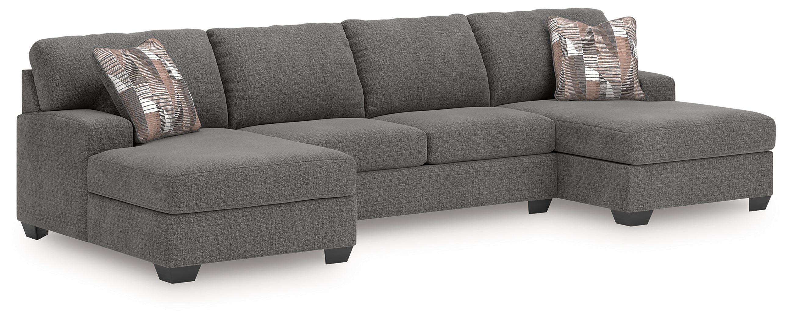 J&M Furniture - Ashley Furniture - Newellen 3-Piece Sleeper Sectional with Double Chaise - RAF 3-Piece Sleeper Sectional with Double Chaise / Greystone - 48405S7