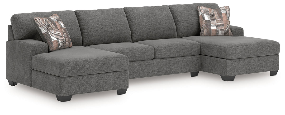 J&M Furniture - Ashley Furniture - Newellen 3-Piece Sleeper Sectional with Double Chaise - RAF 3-Piece Sleeper Sectional with Double Chaise / Greystone - 48405S7