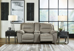 J&M Furniture - Ashley Furniture - Next-Gen Gaucho Power Reclining Loveseat with Console - DBL REC PWR Loveseat w/Console / Putty - 5420396