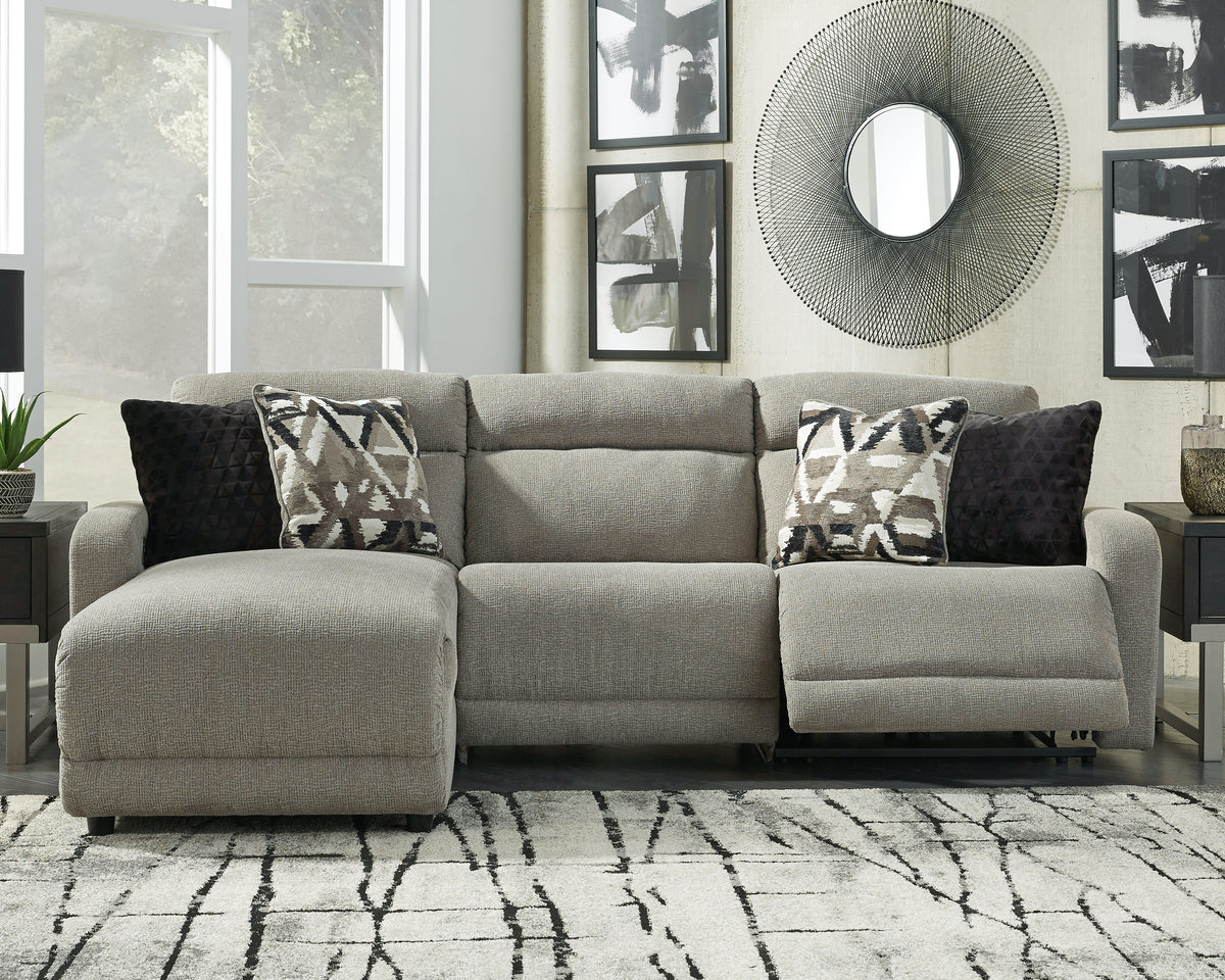 J&M Furniture - Ashley Furniture - Colleyville 3-Piece Power Reclining Sectional with Chaise - 3-Piece Power Reclining Sectional with Chaise / Stone - 54405S4