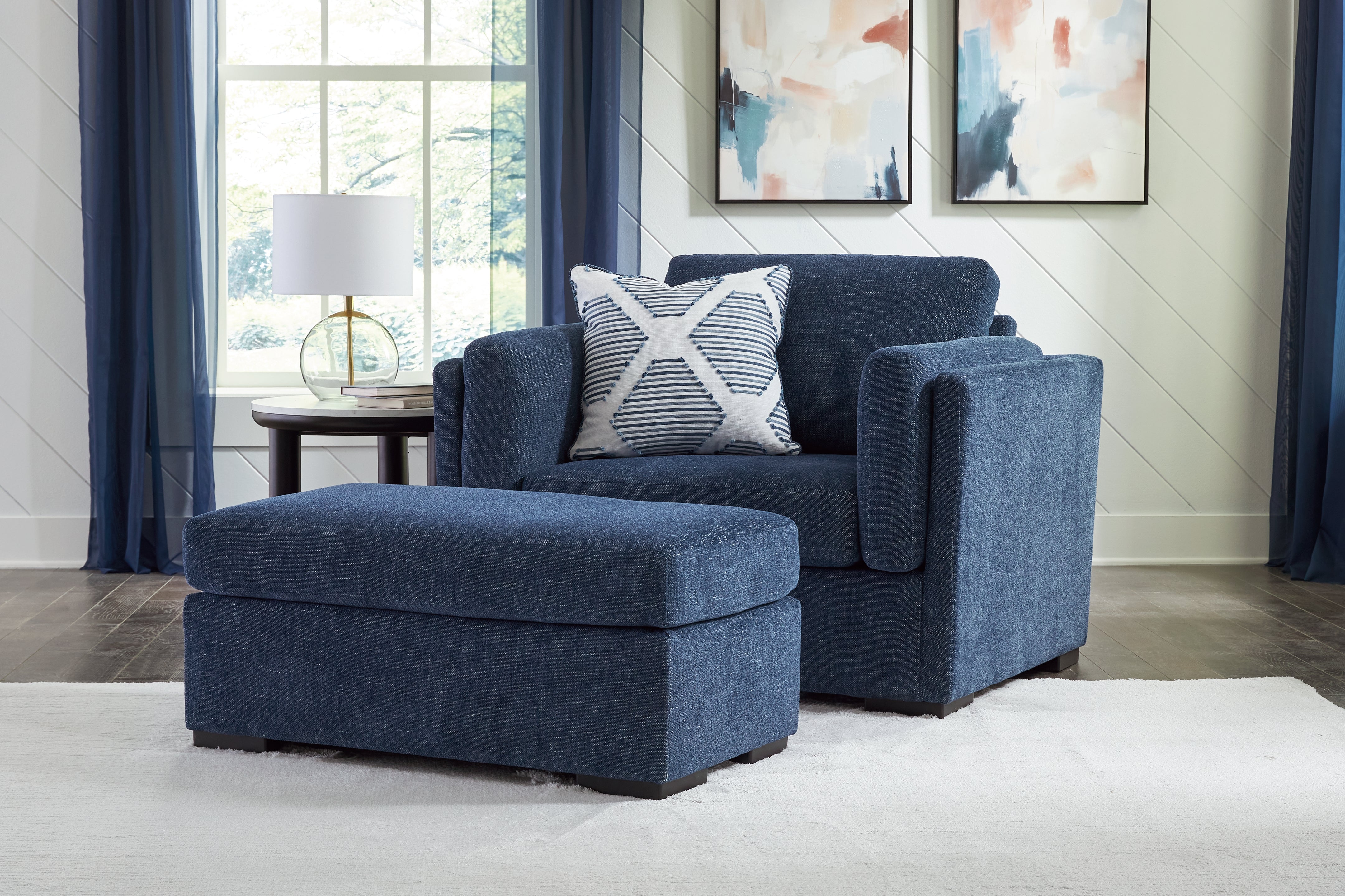 J&M Furniture - Ashley Furniture - Evansley Oversized Chair and Ottoman - Oversized Chair and Ottoman / Navy - 54502U1