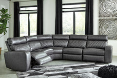 J&M Furniture - Ashley Furniture - Samperstone 5-Piece Power Reclining Sectional - 5-Piece Power Reclining Sectional / Gray - 55203S1