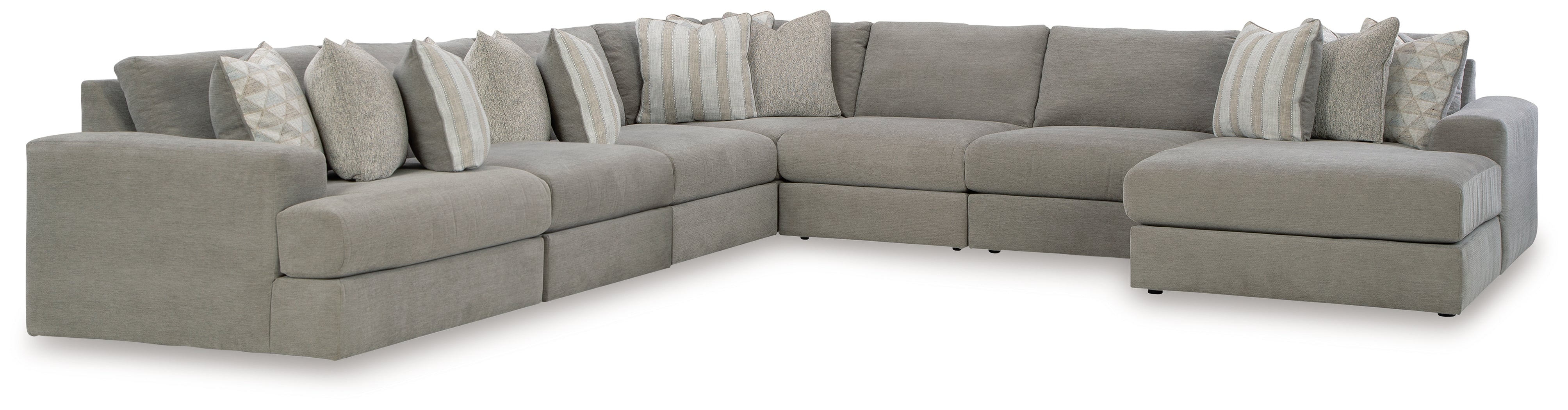 J&M Furniture - Ashley Furniture - Avaliyah 7-Piece Sectional with Chaise - RAF 7-Piece Sectional with Chaise / Ash - 58103S10