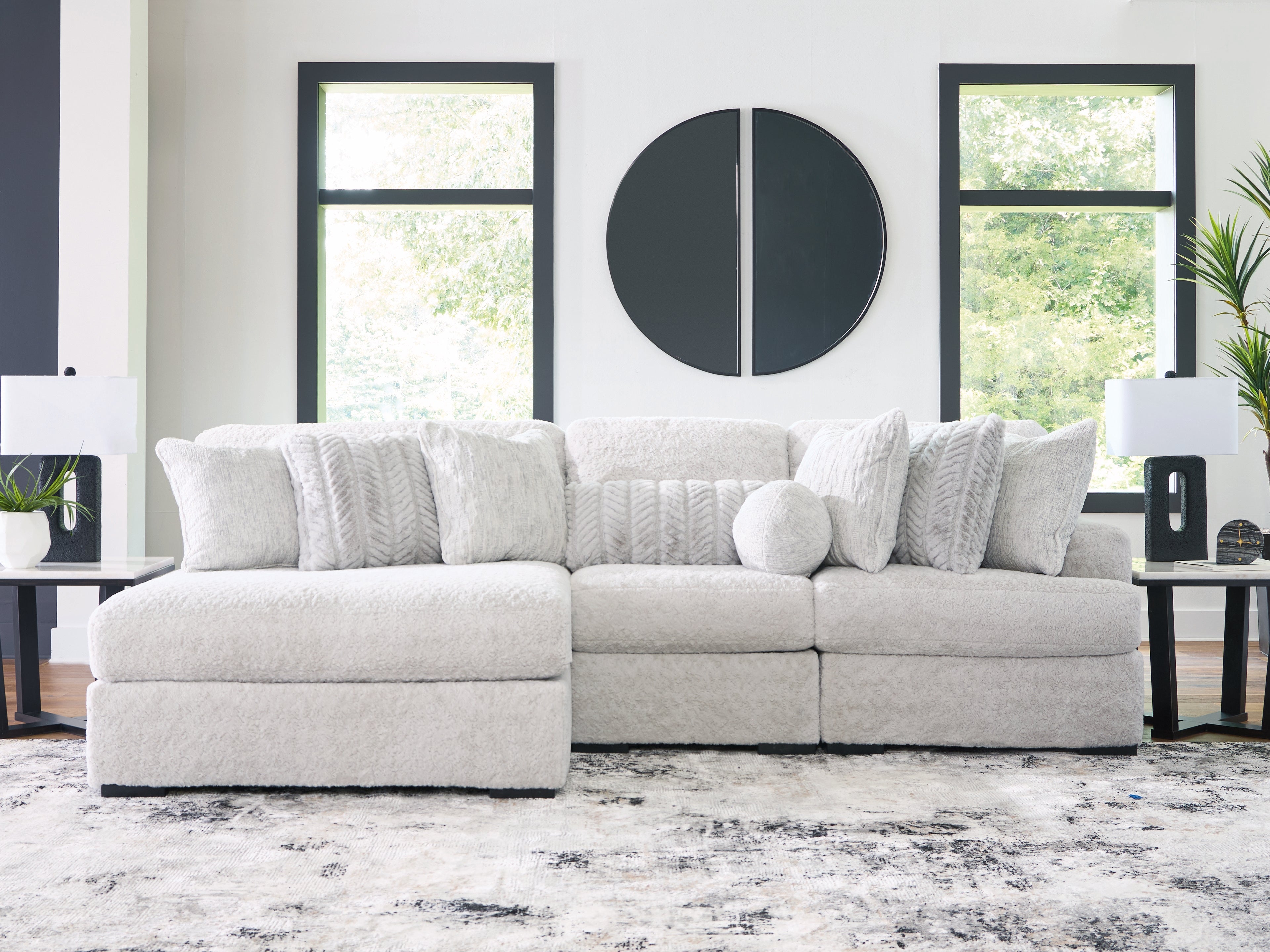 J&M Furniture - Ashley Furniture - Cuddle Plush 3-Piece Sectional with Chaise - RAF 3-Piece Sectional with Chaise / Arctic - PC59106S1