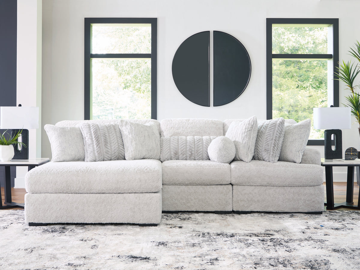 J&M Furniture - Ashley Furniture - Cuddle Plush 3-Piece Sectional with Chaise - RAF 3-Piece Sectional with Chaise / Arctic - PC59106S1