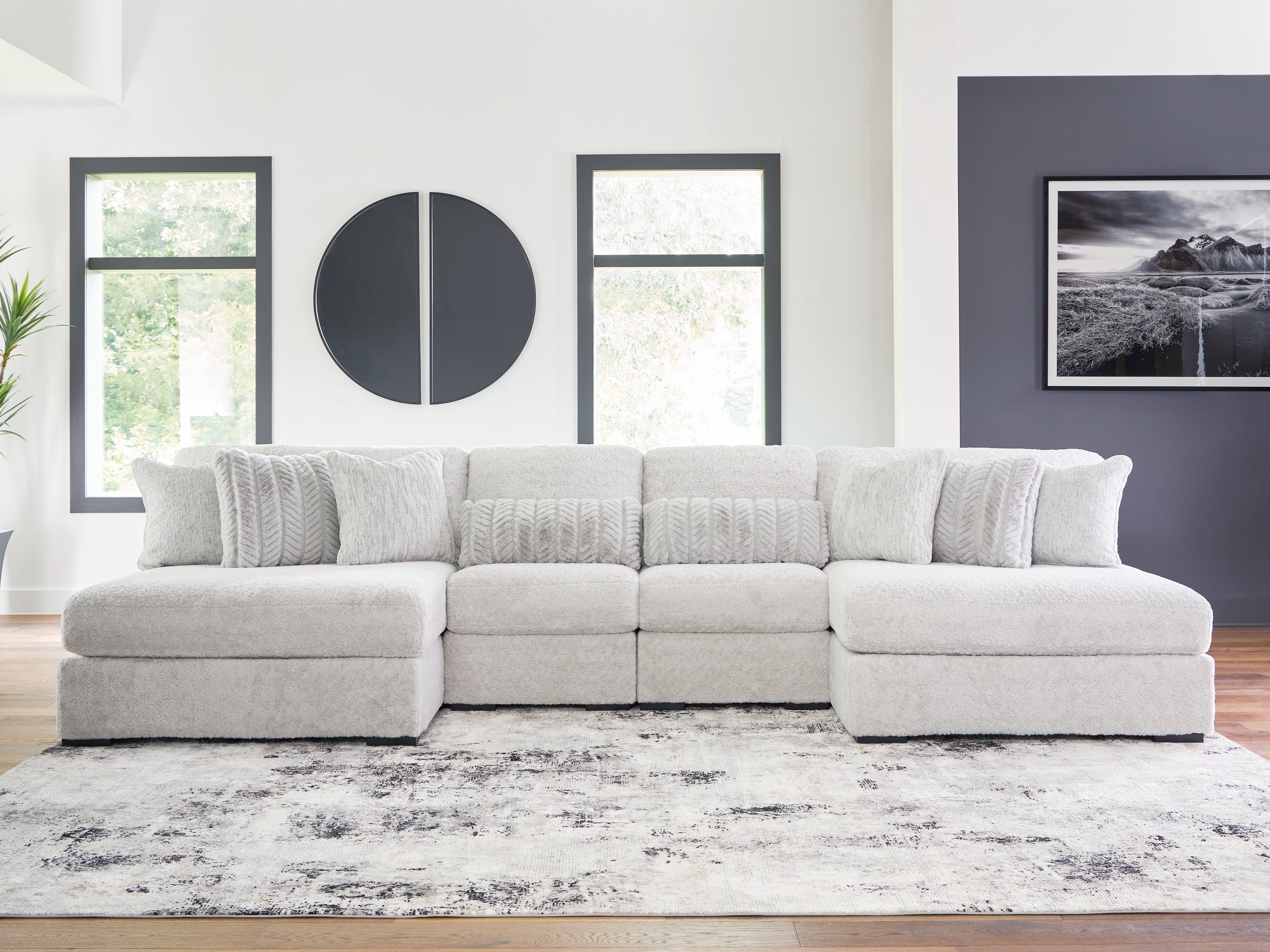 J&M Furniture - Ashley Furniture - Cuddle Plush 4-Piece Sectional with Chaise - 4-Piece Sectional with Chaise / Arctic - PC59106S4