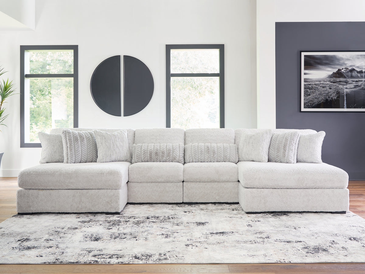 J&M Furniture - Ashley Furniture - Cuddle Plush 4-Piece Sectional with Chaise - 4-Piece Sectional with Chaise / Arctic - PC59106S4