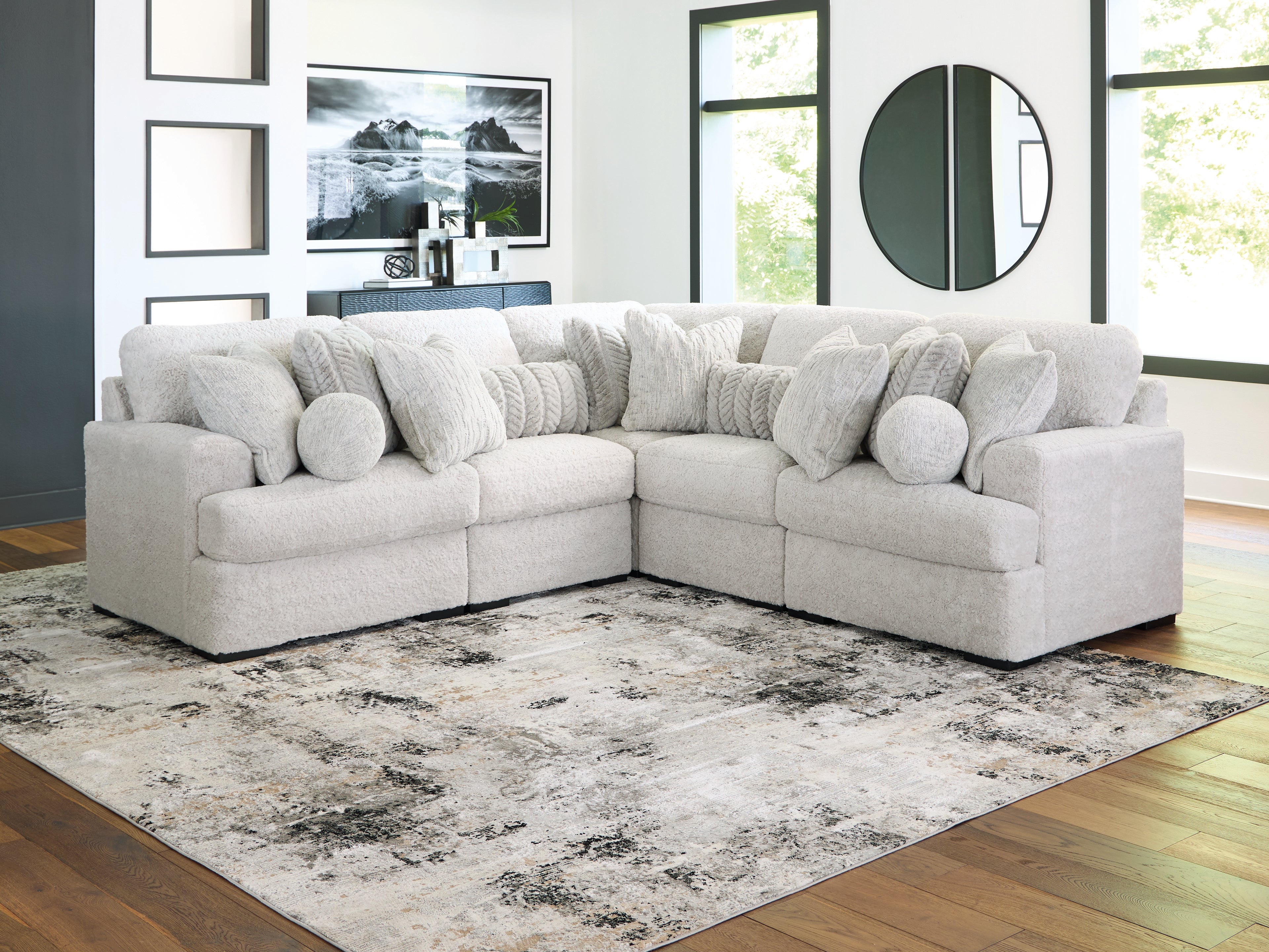 J&M Furniture - Ashley Furniture - Cuddle Plush 5-Piece Sectional - RAF 5-Piece Sectional / Arctic - PC59106S2