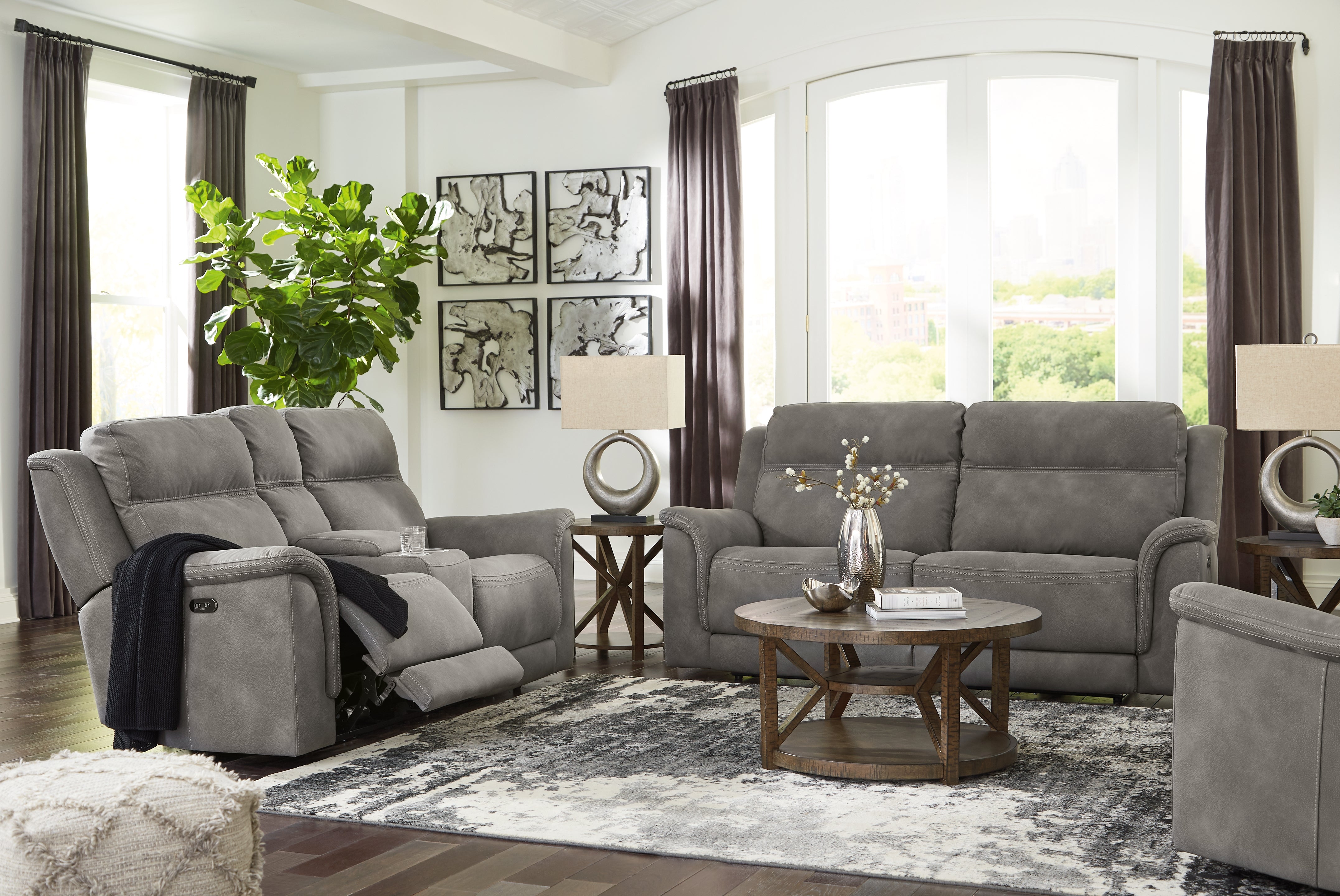 J&M Furniture - Ashley Furniture - Next-Gen DuraPella Power Reclining Sofa, Loveseat and Recliner - Power Reclining Sofa, Loveseat and Recliner / Slate - 59301U4