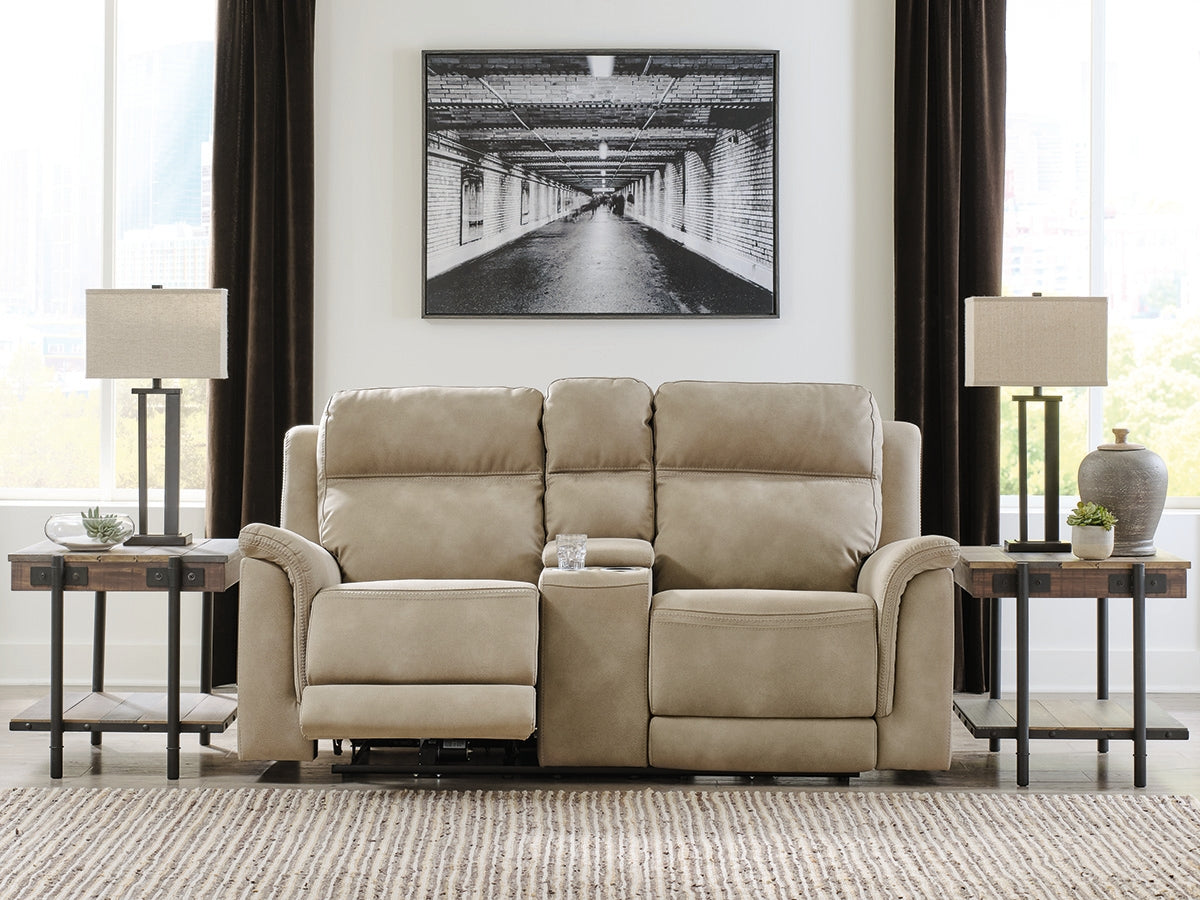J&M Furniture - Ashley Furniture - Next-Gen DuraPella Power Reclining Loveseat with Console - PWR REC Loveseat/CON/ADJ HDRST / Slate - 5930118