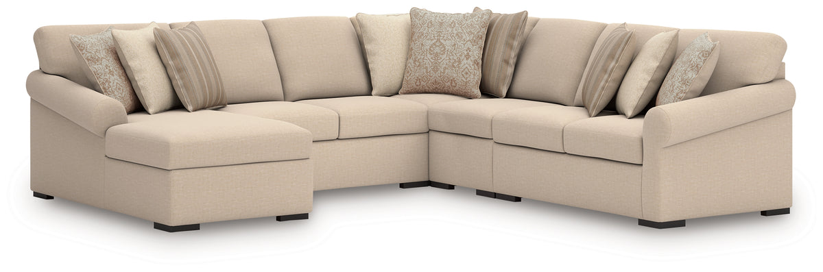 J&M Furniture - Ashley Furniture - LadyMae 5-Piece Sectional with Chaise - RAF 5-Piece Sectional with Chaise / Twill - 59404S8