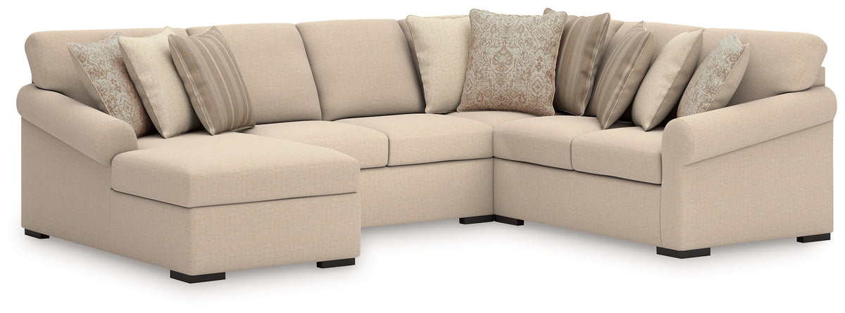 J&M Furniture - Ashley Furniture - LadyMae 4-Piece Sectional with Chaise - RAF 4-Piece Sectional with Chaise / Twill - 59404S7