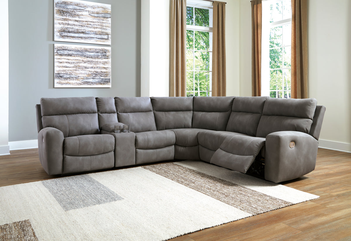 J&M Furniture - Ashley Furniture - Next-Gen DuraPella 6-Piece Power Reclining Sectional - 6-Piece Power Reclining Sectional / Slate - 61003S7
