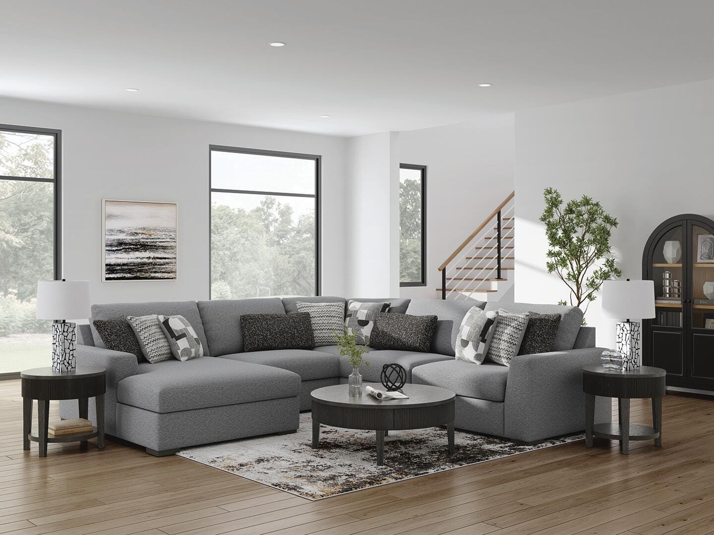 J&M Furniture - Ashley Furniture - Bealton 5-Piece Sectional with Chaise - RAF 5-Piece Sectional with Chaise - 61305S8