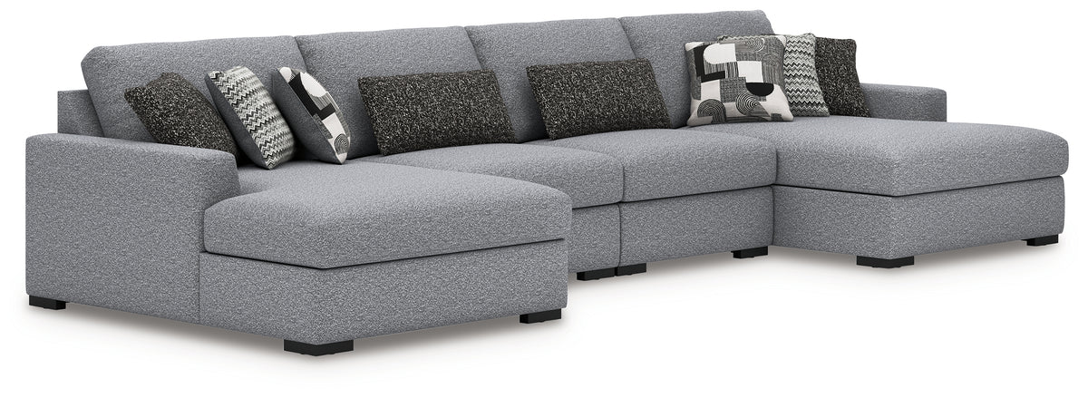 J&M Furniture - Ashley Furniture - Bealton 4-Piece Sectional with Double Chaise - RAF 4-Piece Sectional with Double Chaise / Salt and Pepper - 61305S9