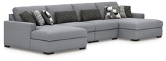 J&M Furniture - Ashley Furniture - Bealton 4-Piece Sectional with Double Chaise - RAF 4-Piece Sectional with Double Chaise / Salt and Pepper - 61305S9