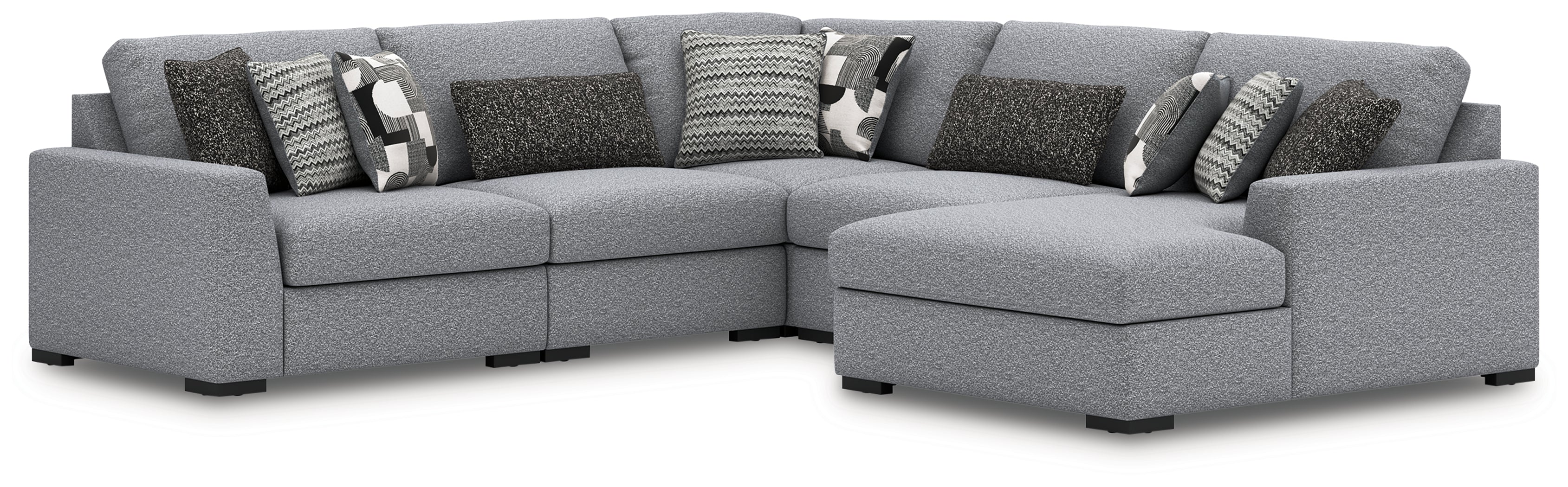J&M Furniture - Ashley Furniture - Bealton 5-Piece Sectional with Chaise - RAF 5-Piece Sectional with Chaise / Salt and Pepper - 61305S7