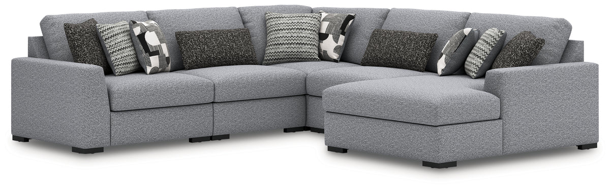 J&M Furniture - Ashley Furniture - Bealton 5-Piece Sectional with Chaise - RAF 5-Piece Sectional with Chaise / Salt and Pepper - 61305S7
