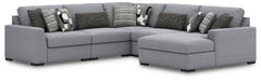J&M Furniture - Ashley Furniture - Bealton 5-Piece Sectional with Chaise - RAF 5-Piece Sectional with Chaise / Salt and Pepper - 61305S7