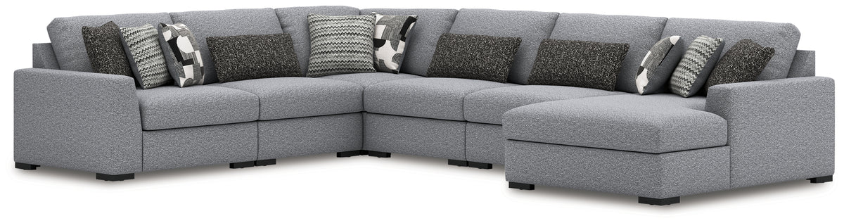 J&M Furniture - Ashley Furniture - Bealton 6-Piece Sectional with Chaise - RAF 6-Piece Sectional with Chaise / Salt and Pepper - 61305S12