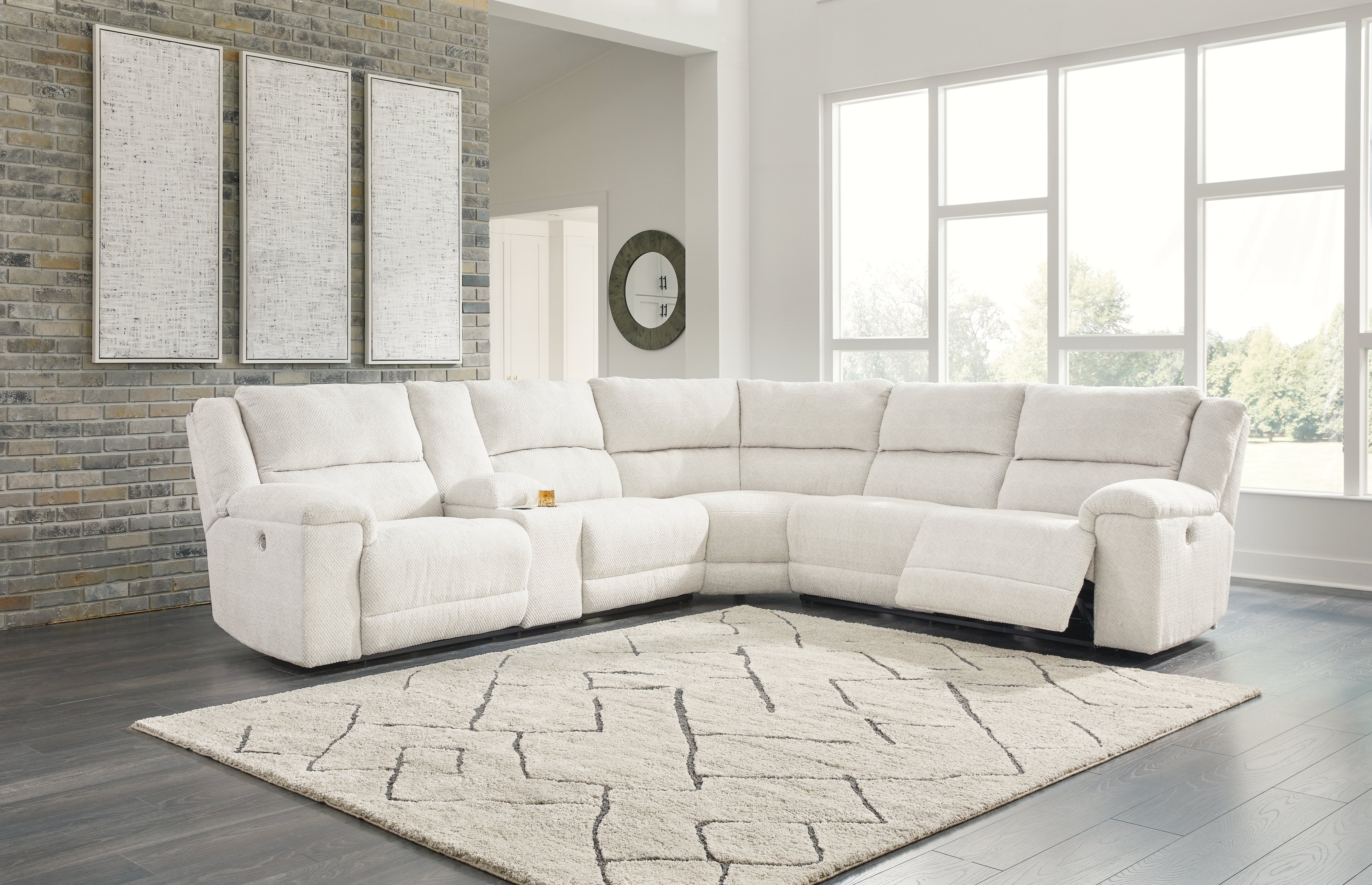 J&M Furniture - Ashley Furniture - Keensburg 3-Piece Power Reclining Sectional - 3-Piece Power Reclining Sectional / Linen - 61807S1