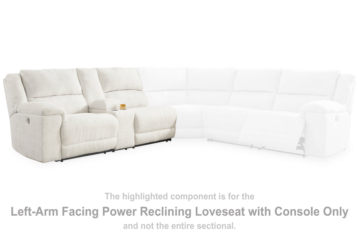 J&M Furniture - Ashley Furniture - Keensburg Left-Arm Facing Power Reclining Loveseat with Console - LAF DBL REC PWR CON Loveseat / Linen - 6180701