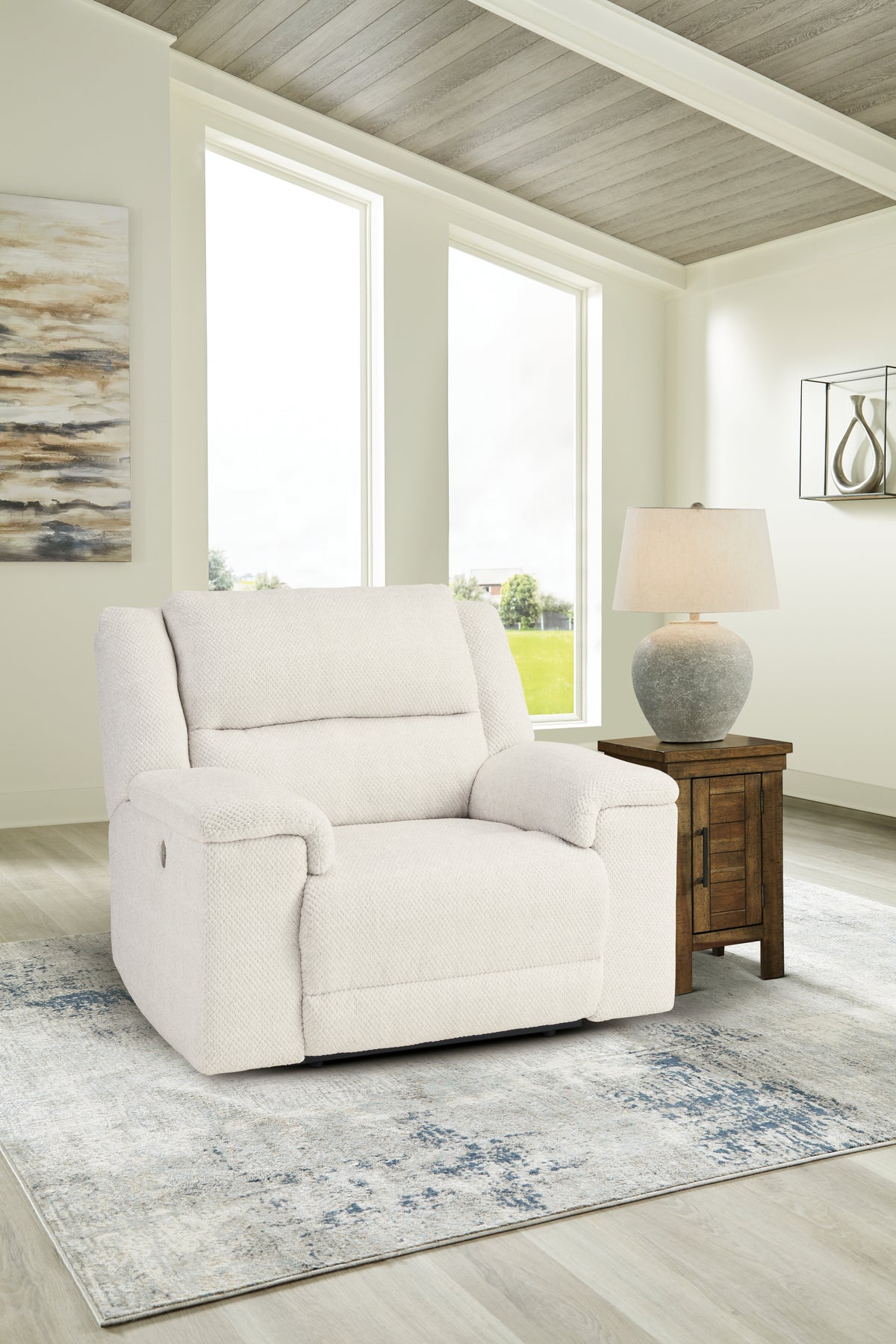 J&M Furniture - Ashley Furniture - Keensburg Oversized Power Recliner - Wide Seat Power Recliner / Linen - 6180782