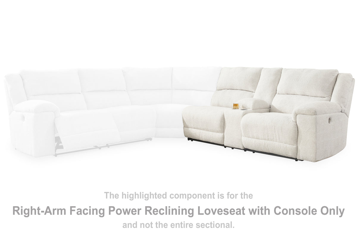 J&M Furniture - Ashley Furniture - Keensburg Right-Arm Facing Power Reclining Loveseat with Console - RAF DBL REC PWR CON Loveseat / Linen - 6180790