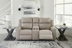 J&M Furniture - Ashley Furniture - Lavenhorne Reclining Loveseat with Console - DBL Rec Loveseat w/Console / Pebble - 6330794