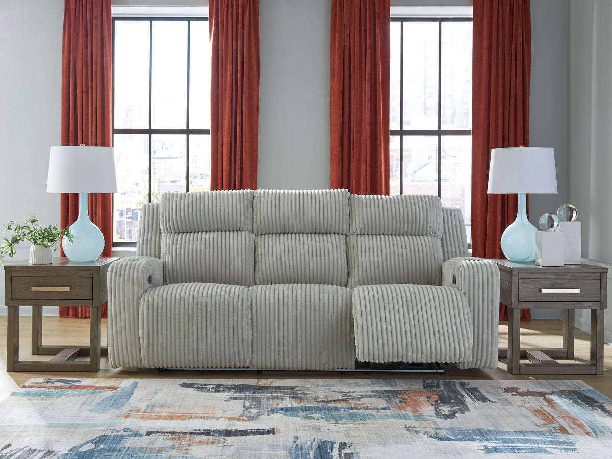 J&M Furniture - Ashley Furniture - Forest Lake Power Reclining Sofa - PWR REC Sofa with ADJ Headrest / Alloy - PC6420315