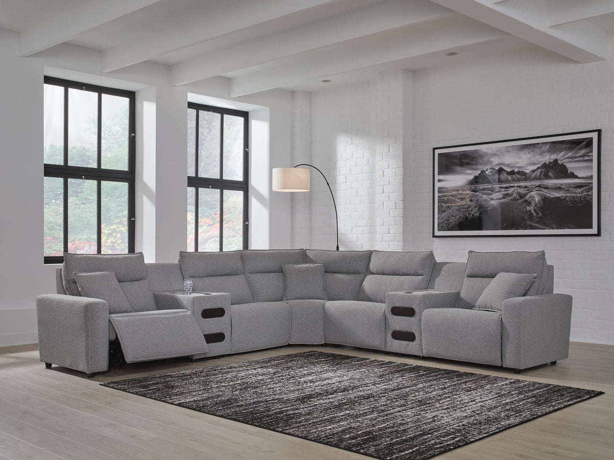 J&M Furniture - Ashley Furniture - Modmax II 7-Piece Power Reclining Sectional with Audio Consoles - 7-Piece Power Reclining Sectional with Audio Consoles - 65906S9